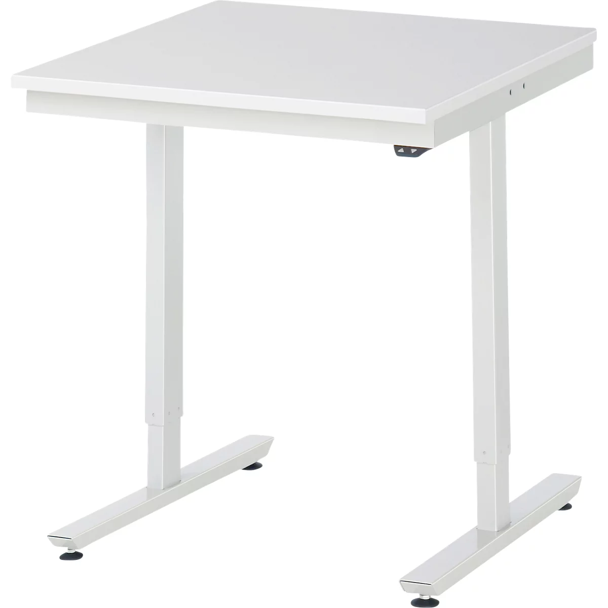 Rau Adlatus werktafel, elektrisch in hoogte verstelbaar, 22 mm spaanplaat met melamine bekleding, tot 150 kg, B 750 x D 800 x H 720-1120 mm, lichtgrijs