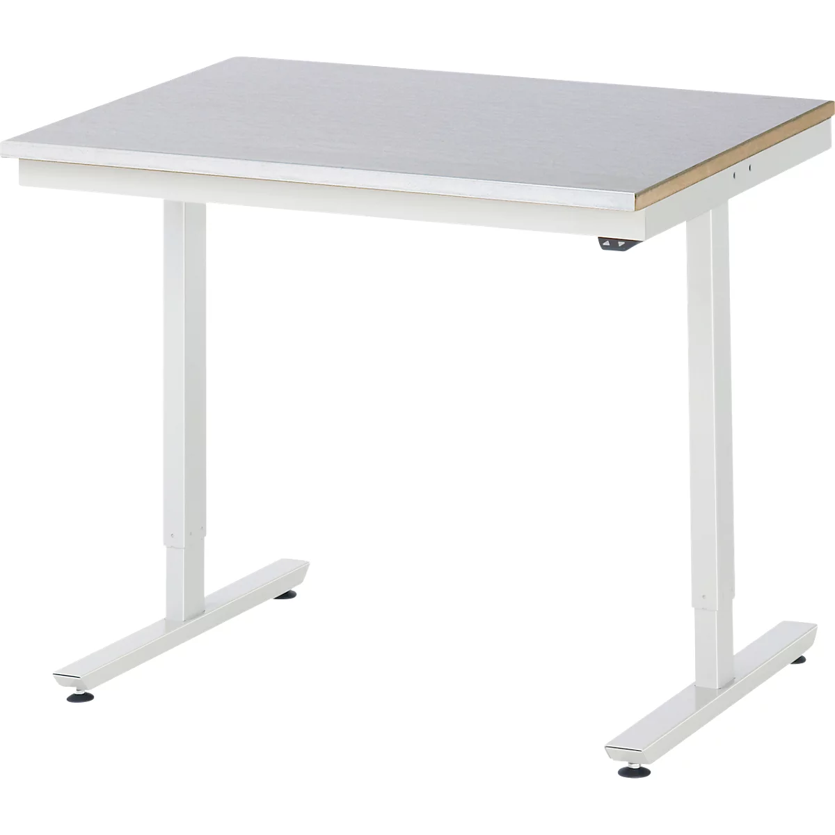 Rau Adlatus werktafel, elektrisch in hoogte verstelbaar, 25 mm MDF-plaat, plaatstalen bekleding, 150 kg, B 1000 x D 800 x H 720-1120 mm, zilver/lichtgrijs