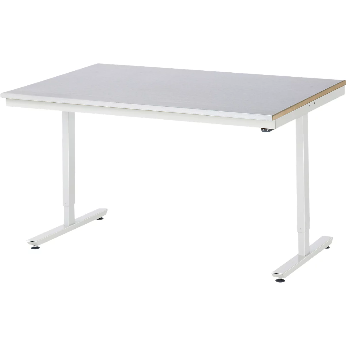 Rau Adlatus werktafel, elektrisch in hoogte verstelbaar, 25 mm MDF-plaat, plaatstalen bekleding, 150 kg, B 1500 x D 1000 x H 720-1120 mm, zilver/lichtgrijs
