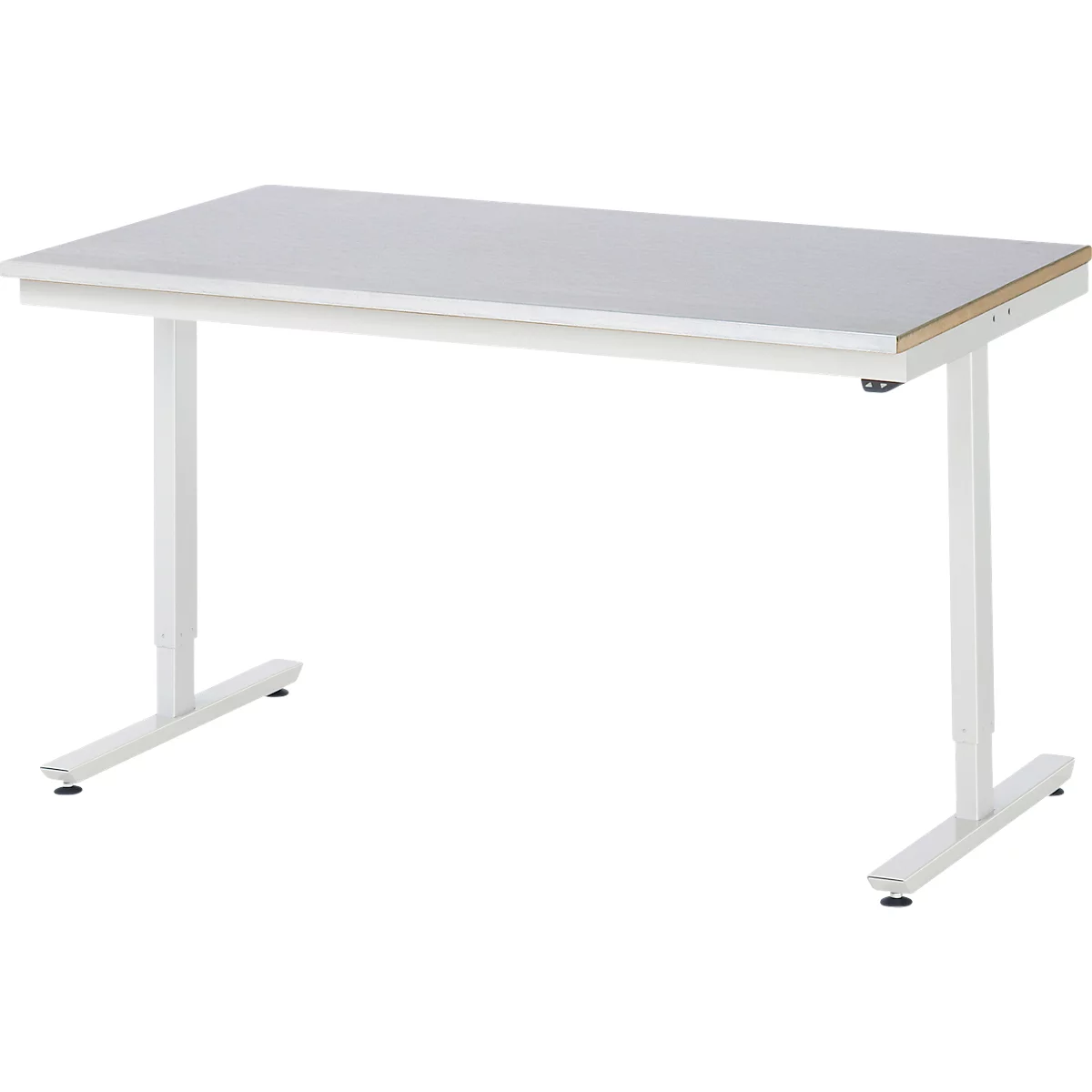 Rau Adlatus werktafel, elektrisch in hoogte verstelbaar, 25 mm MDF-plaat, plaatstalen bekleding, 150 kg, B 1500 x D 800 x H 720-1120 mm, zilver/lichtgrijs