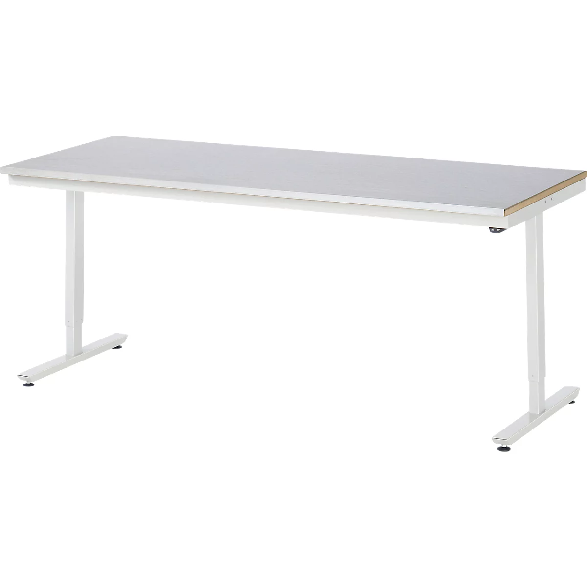 Rau Adlatus werktafel, elektrisch in hoogte verstelbaar, 25 mm MDF-plaat, plaatstalen bekleding, 150 kg, B 2000 x D 800 x H 720-1120 mm, zilver/lichtgrijs