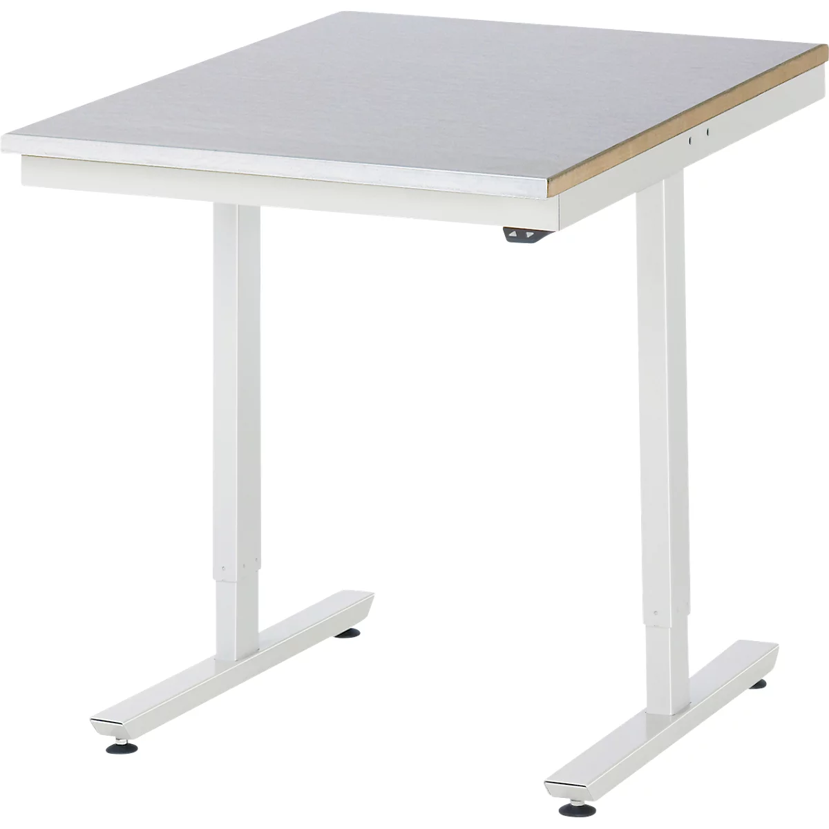 Rau Adlatus werktafel, elektrisch in hoogte verstelbaar, 25 mm MDF-plaat, plaatstalen bekleding, 150 kg, B 750 x D 1000 x H 720-1120 mm, zilver/lichtgrijs