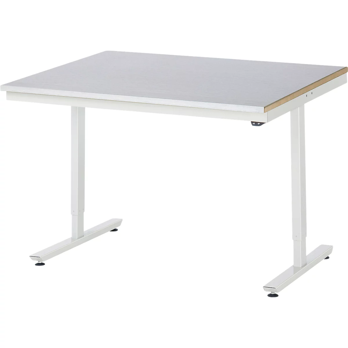 Rau Arbeitstisch Adlatus, elektrisch höhenverstellbar, 25 mm MDF-Platte, Stahlblechbelag, 150 kg, B 1250 x T 1000 x H 720-1120 mm, silber/lichtgrau