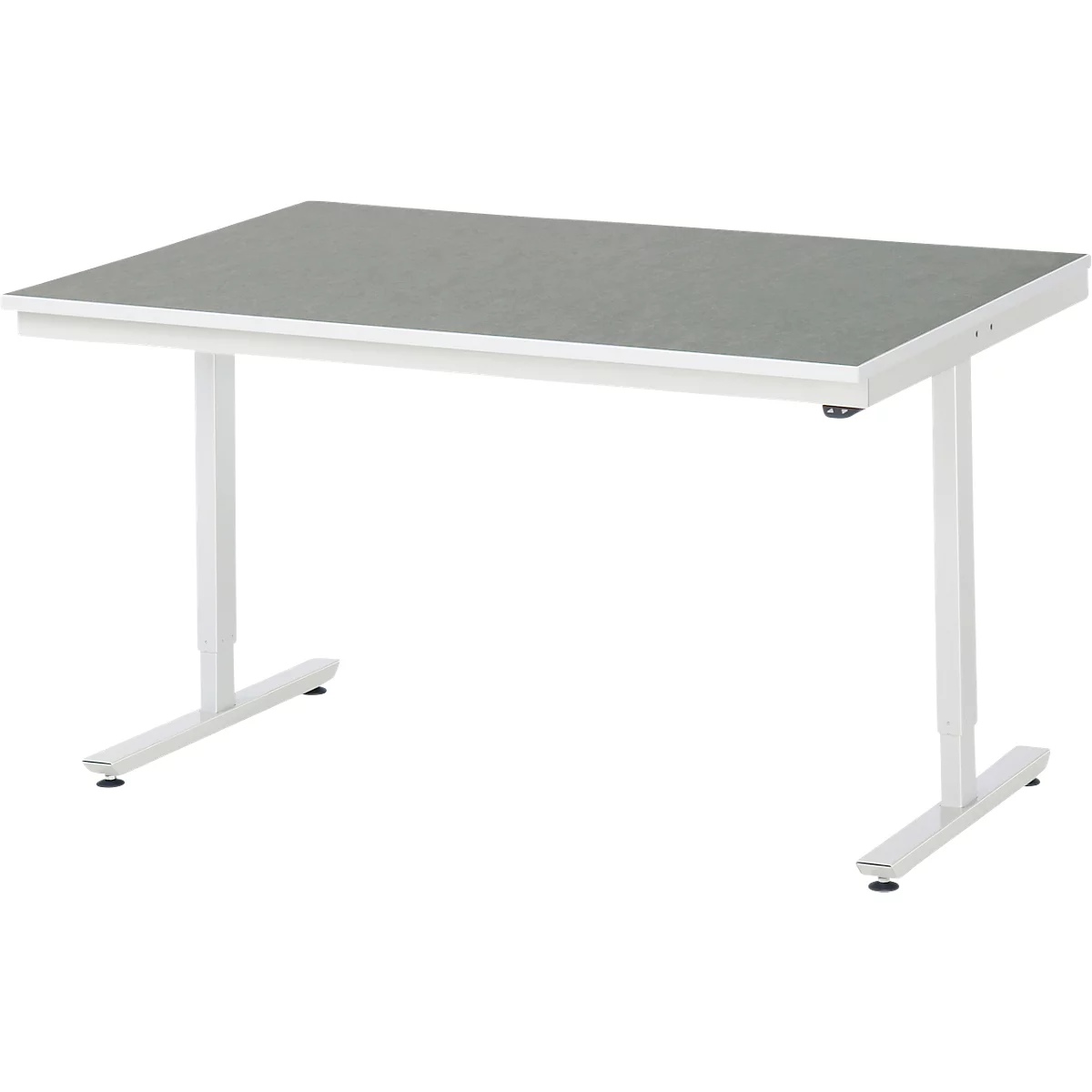 Rau Arbeitstisch Adlatus, elektrisch höhenverstellbar, 25 mm Spanplatte, Linoleumbelag, 150 kg, B 1500 x T 1000 x H 720-1120 mm, hellgrau/lichtgrau