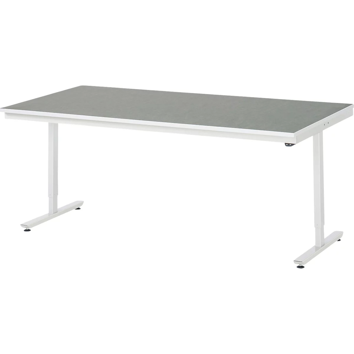 Rau Arbeitstisch Adlatus, elektrisch höhenverstellbar, 25 mm Spanplatte, Linoleumbelag, 150 kg, B 2000 x T 1000 x H 720-1120 mm, hellgrau/lichtgrau