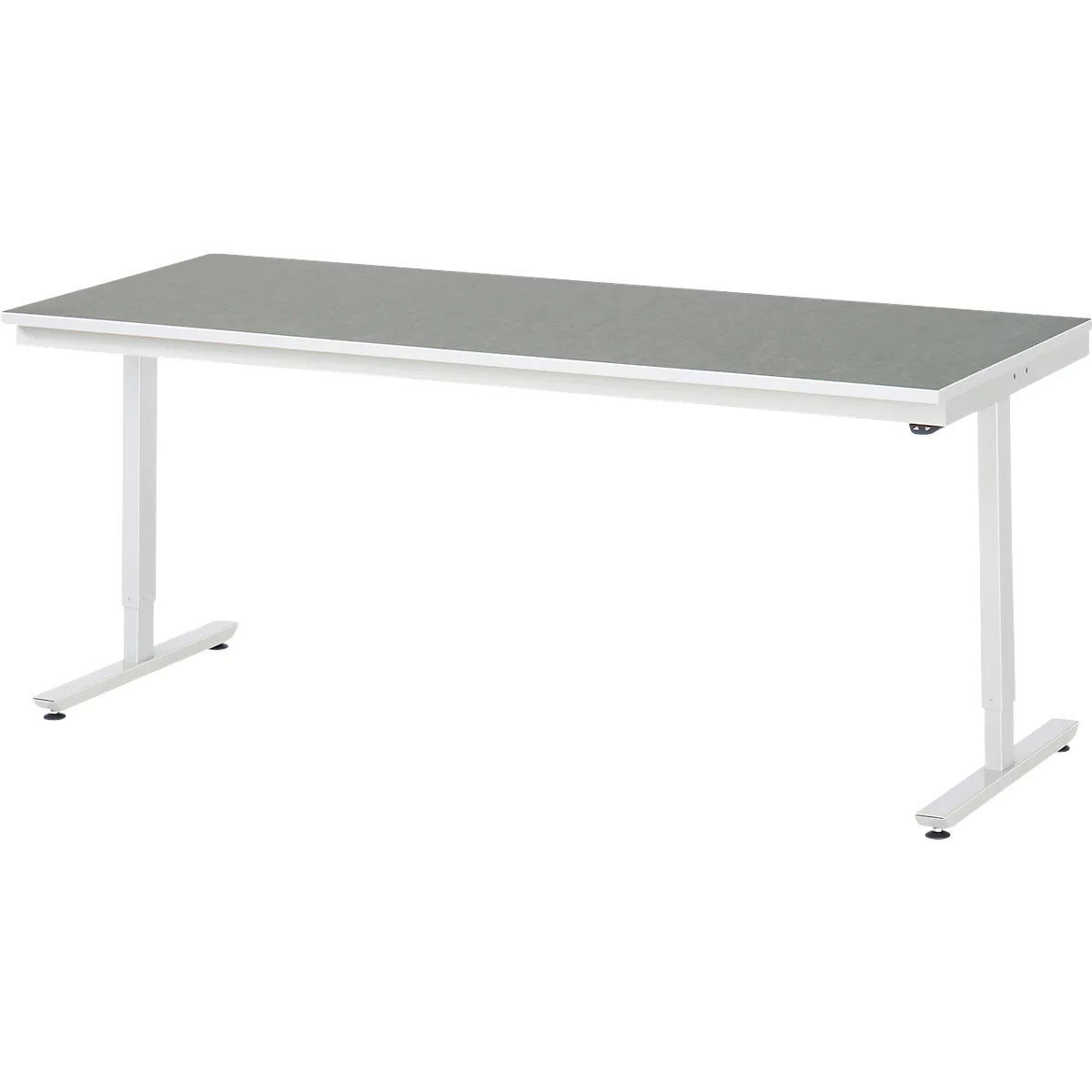 Rau Arbeitstisch Adlatus, elektrisch höhenverstellbar, 25 mm Spanplatte, Linoleumbelag, 150 kg, B 2000 x T 800 x H 720-1120 mm, hellgrau/lichtgrau