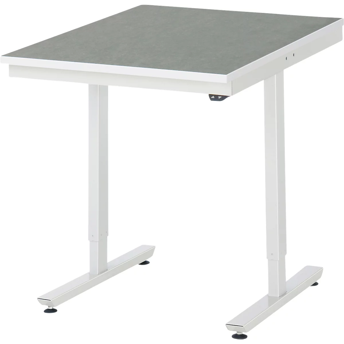 Rau Arbeitstisch Adlatus, elektrisch höhenverstellbar, 25 mm Spanplatte, Linoleumbelag, 150 kg, B 750 x T 1000 x H 720-1120 mm, hellgrau/lichtgrau