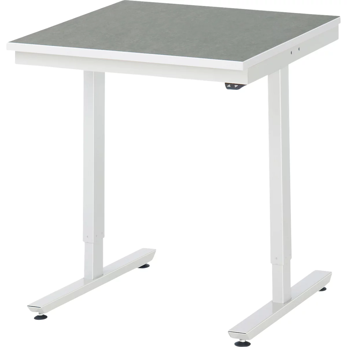 Rau Arbeitstisch Adlatus, elektrisch höhenverstellbar, 25 mm Spanplatte, Linoleumbelag, 150 kg, B 750 x T 800 x H 720-1120 mm, hellgrau/lichtgrau