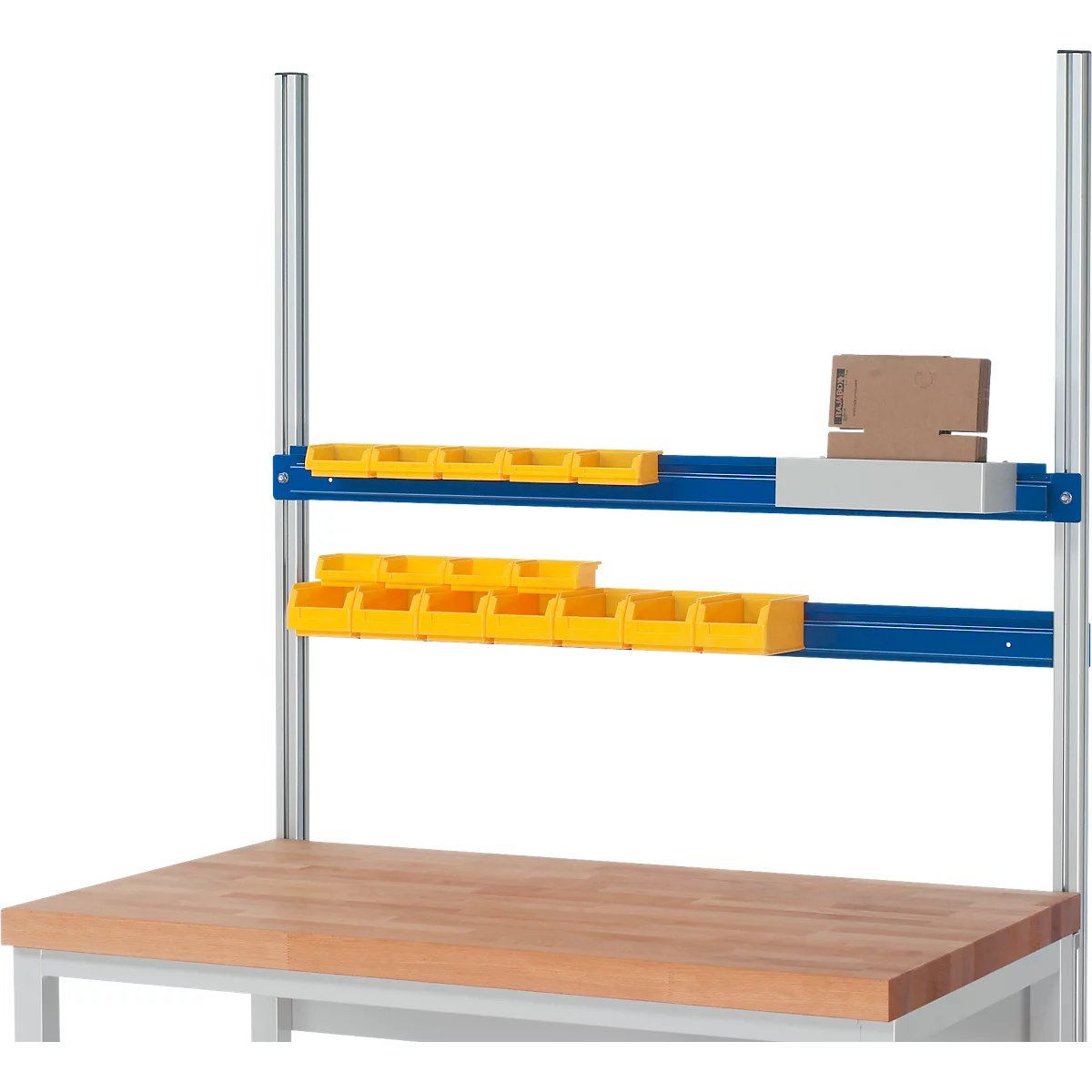 Rau draagrail voor in hoogte verstelbare werkpleksystemen Series E, met ophangrand &amp; boorpatroon, B 1200 x D 25 x H 80 mm, tot 30 kg