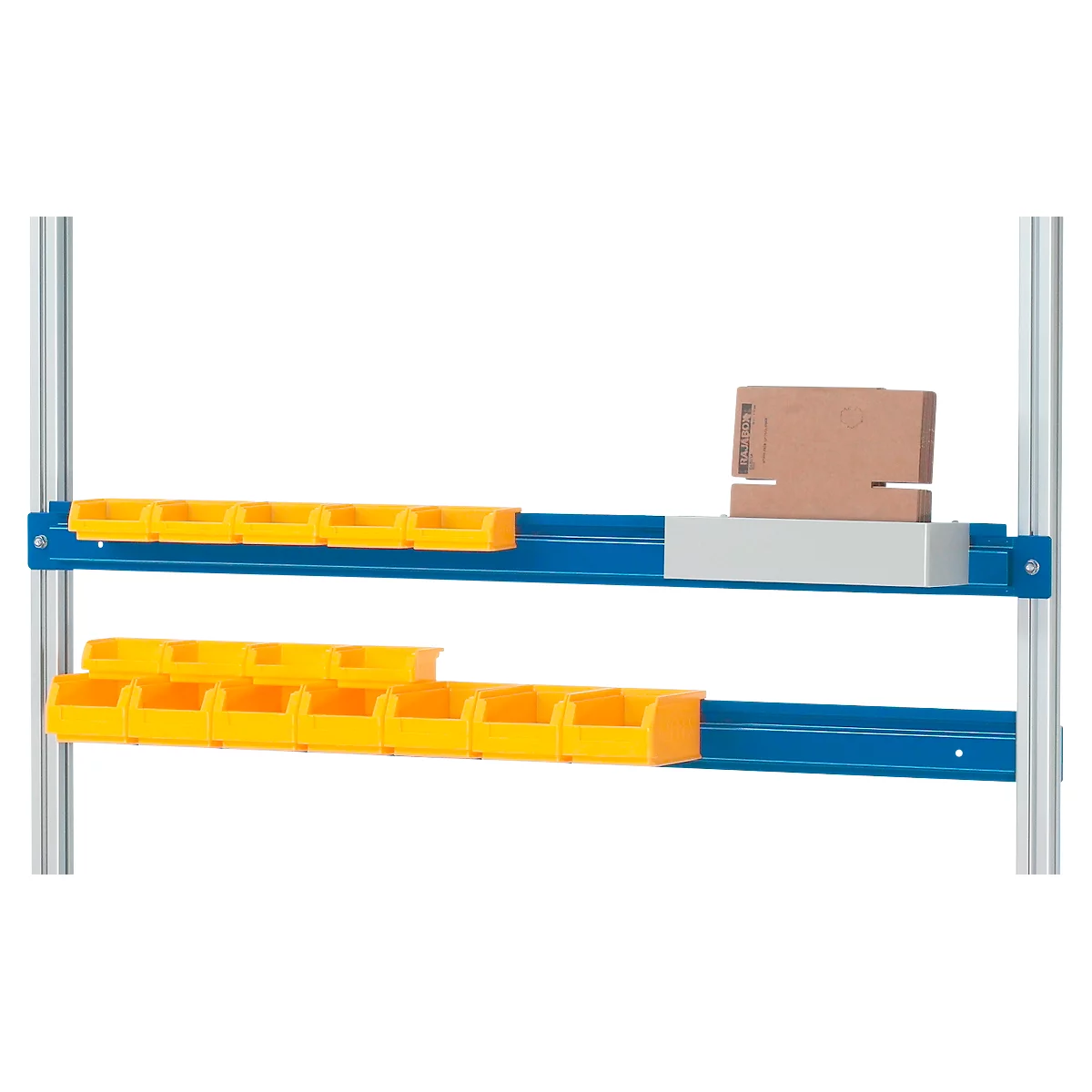 Rau draagrail voor in hoogte verstelbare werkpleksystemen Series E, met ophangrand &amp; boorpatroon, B 1200 x D 25 x H 80 mm, tot 30 kg