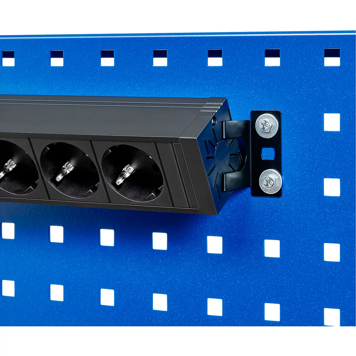 Rau Energieleiste für höhenverstellbare Arbeitsplatzsysteme Serie E, 5x Schutzkontakt-Steckdose, beleuchteter Ein/Aus-Schalter, 2m Kabel