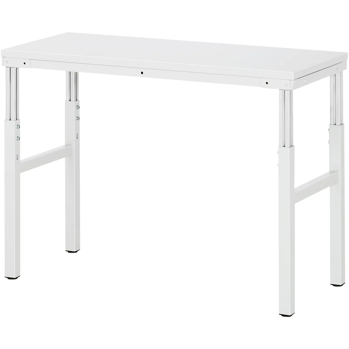 Rau ESD-onderbouwtafel E-serie, handmatig in hoogte verstelbaar, 28 mm spaanplaat met melamine coating, tot 450 kg, B 1200 x D 500 x H 650-1000 mm, lichtgrijs