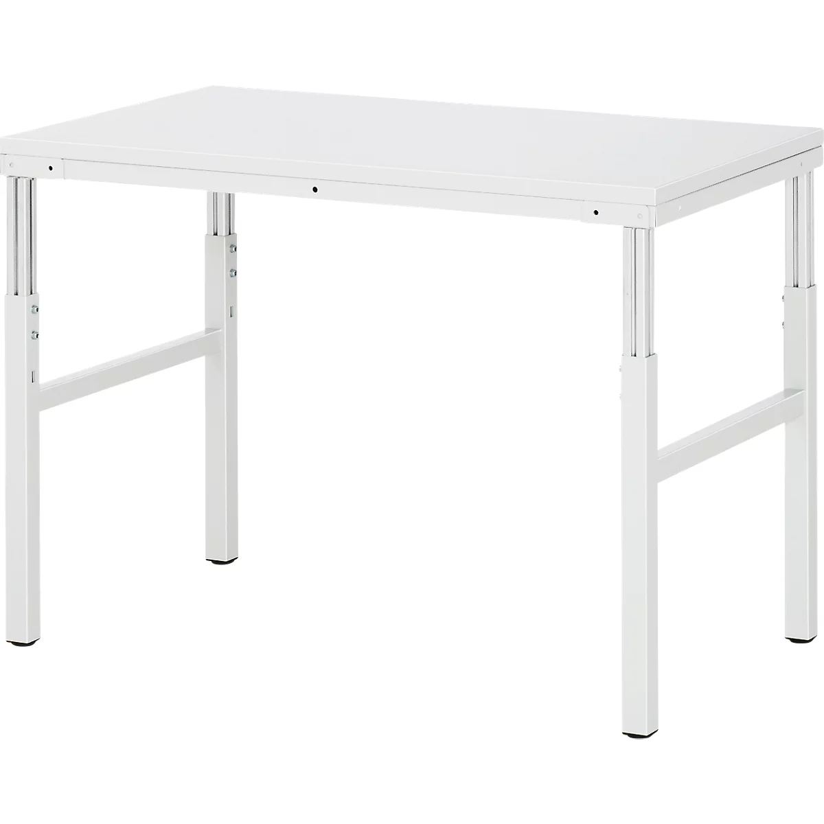 Rau ESD-onderbouwtafel E-serie, handmatig in hoogte verstelbaar, 28 mm spaanplaat met melamine coating, tot 450 kg, B 1200 x D 700 x H 650-1000 mm, lichtgrijs