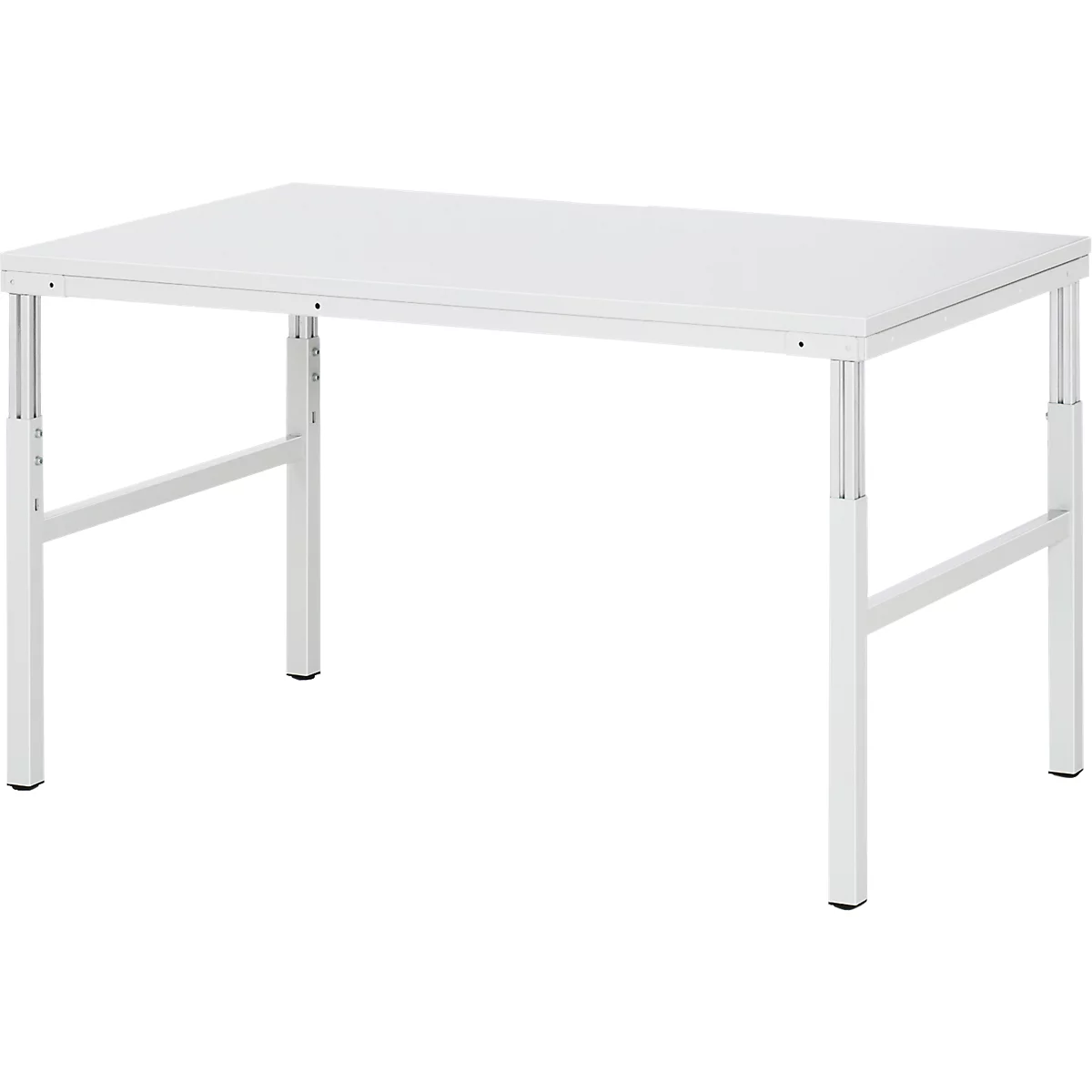 Rau ESD-onderbouwtafel E-serie, handmatig in hoogte verstelbaar, 28 mm spaanplaat met melamine coating, tot 450 kg, B 1200 x D 900 x H 650-1000 mm, lichtgrijs