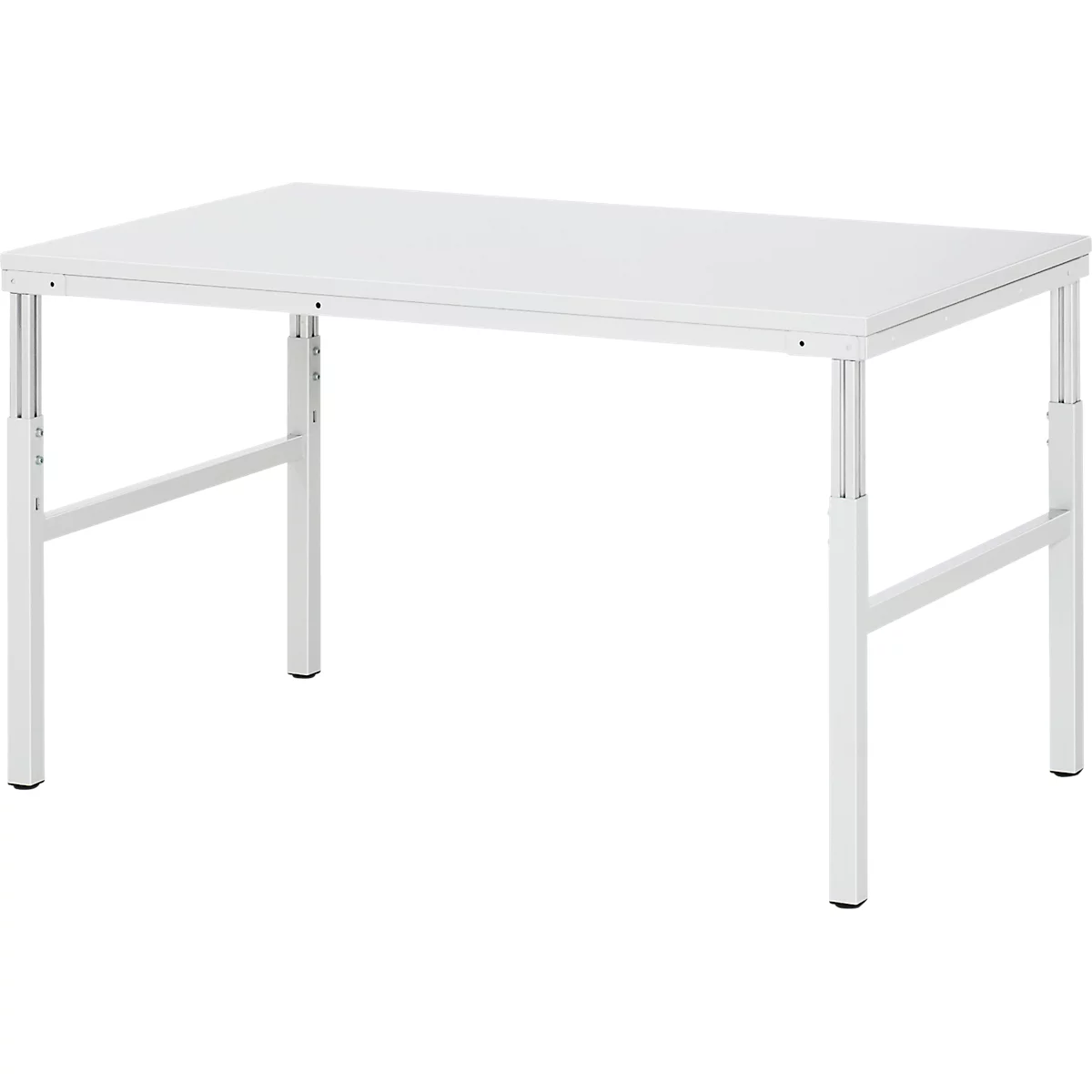 Rau ESD-onderbouwtafel E-serie, handmatig in hoogte verstelbaar, 28 mm spaanplaat met melamine coating, tot 450 kg, B 1800 x D 700 x H 650-1000 mm, lichtgrijs