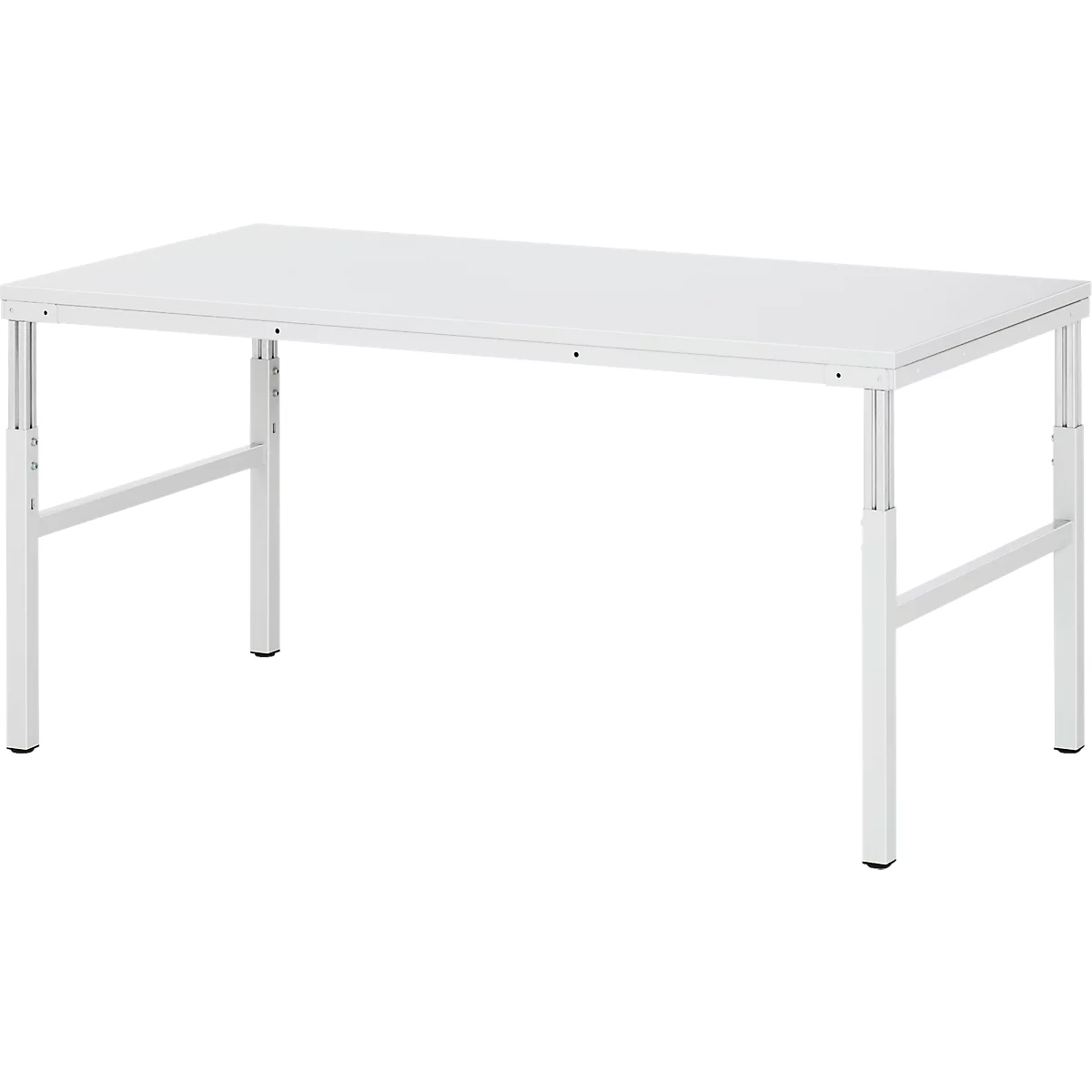Rau ESD-onderbouwtafel E-serie, handmatig in hoogte verstelbaar, 28 mm spaanplaat met melamine coating, tot 450 kg, B 1800 x D 900 x H 650-1000 mm, lichtgrijs