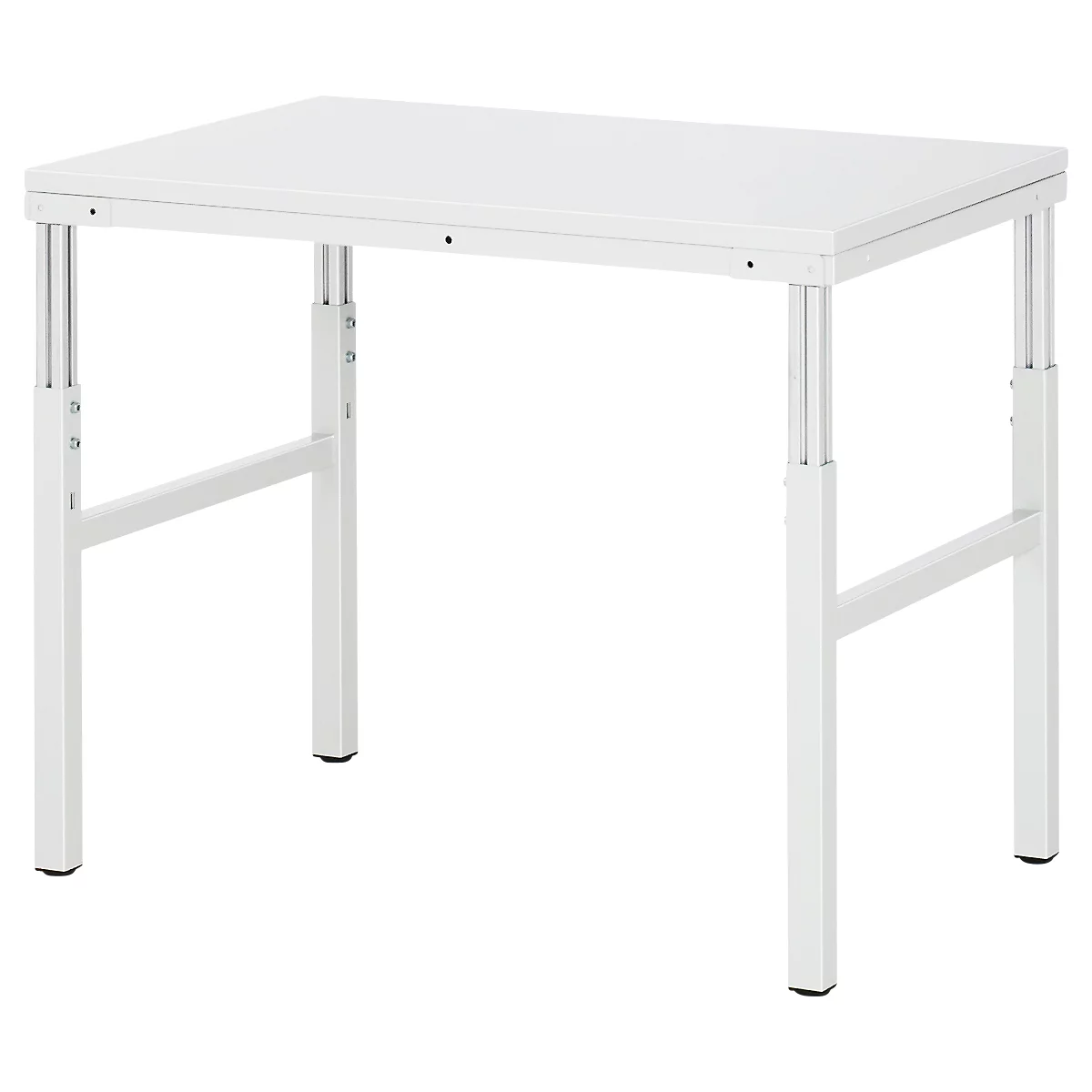 Rau ESD-onderbouwtafel E-serie, handmatig in hoogte verstelbaar, 28 mm spaanplaat met melamine coating, tot 450 kg, B 700 x D 500 x H 650-1000 mm, lichtgrijs