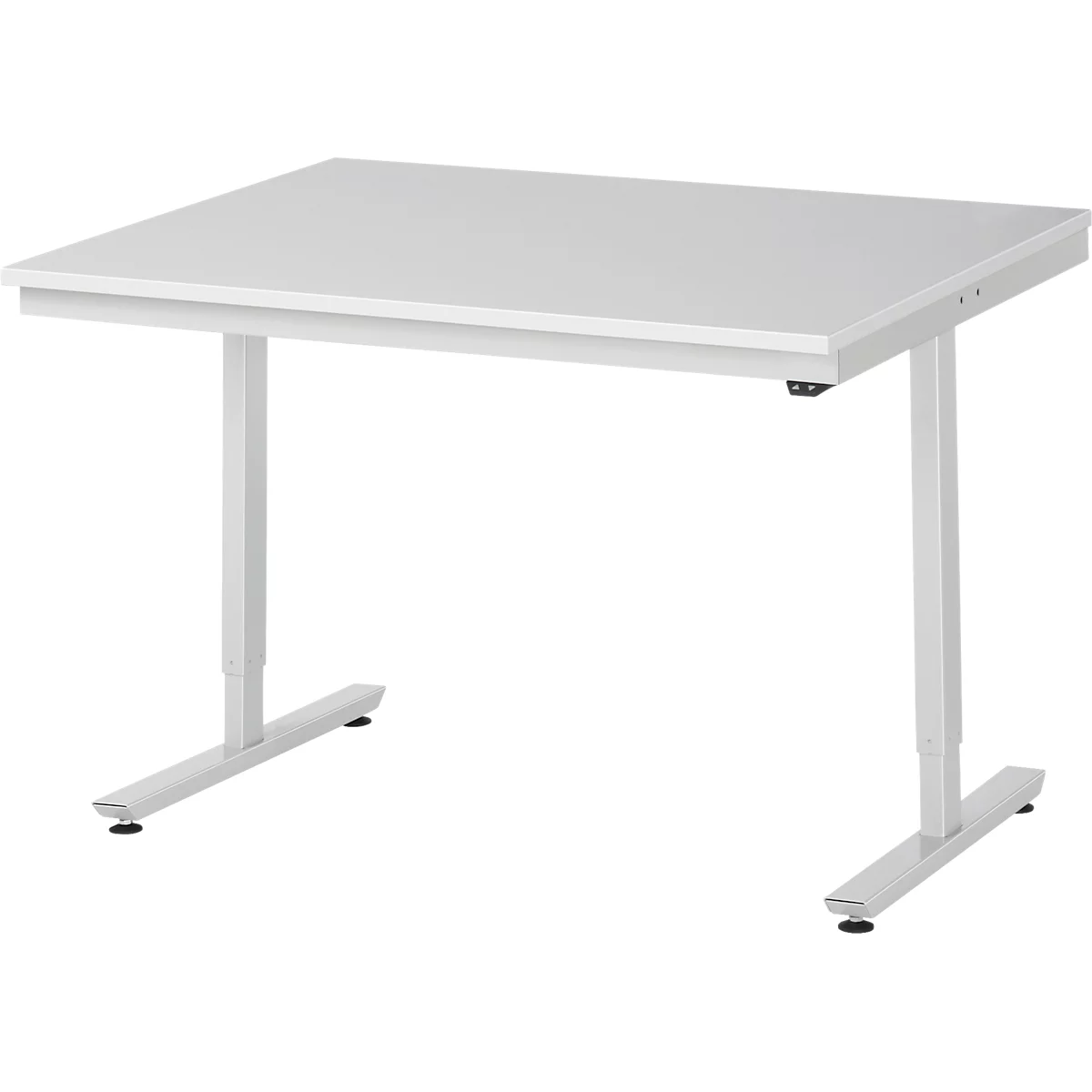 Rau ESD-werktafel Adlatus, elektrisch in hoogte verstelbaar, 28 mm spaanplaat met melamine coating, tot 150 kg, B 1250 x D 1000 x H 720-1120 mm, lichtgrijs