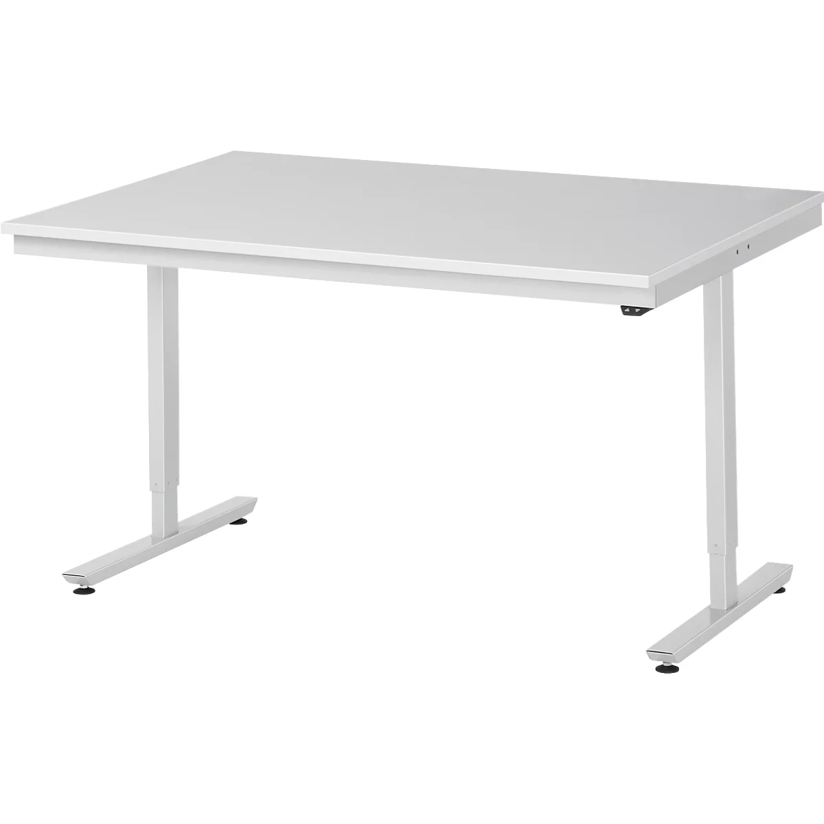 Rau ESD-werktafel Adlatus, elektrisch in hoogte verstelbaar, 28 mm spaanplaat met melamine coating, tot 150 kg, B 1500 x D 1000 x H 720-1120 mm, lichtgrijs