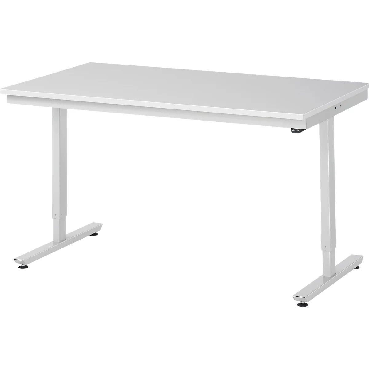 Rau ESD-werktafel Adlatus, elektrisch in hoogte verstelbaar, 28 mm spaanplaat met melamine coating, tot 150 kg, B 1500 x D 800 x H 720-1120 mm, lichtgrijs
