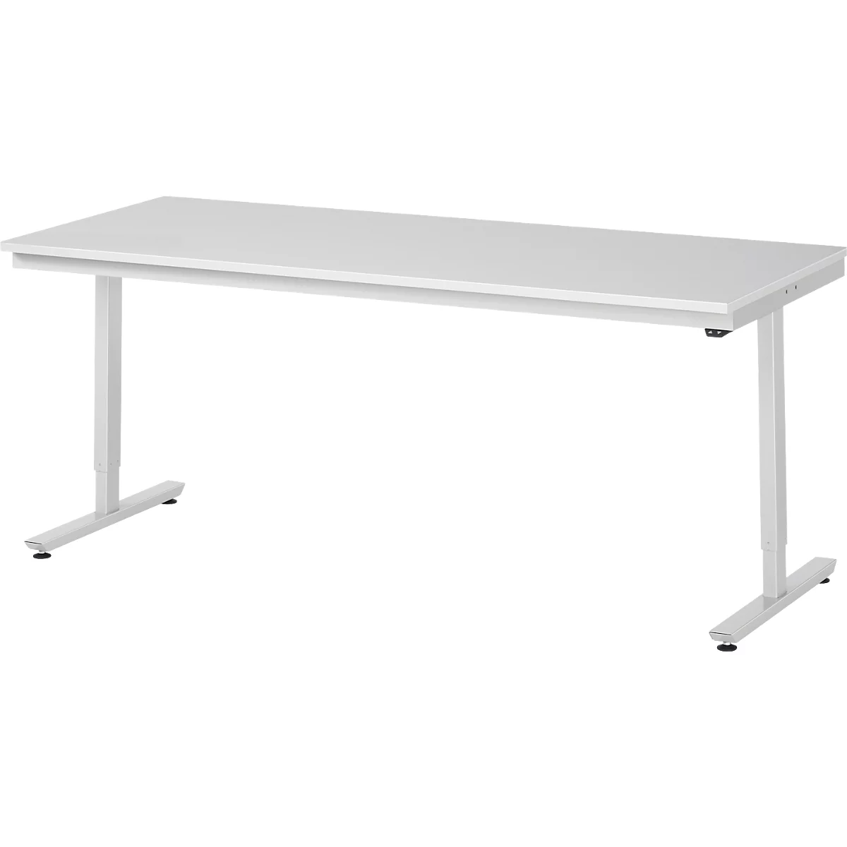 Rau ESD-werktafel Adlatus, elektrisch in hoogte verstelbaar, 28 mm spaanplaat met melamine coating, tot 150 kg, B 2000 x D 800 x H 720-1120 mm, lichtgrijs