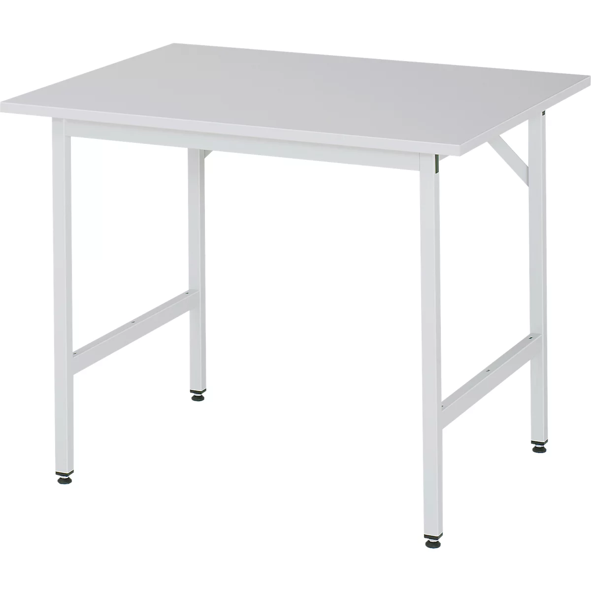 Rau ESD-werktafel Jerry, handmatig in hoogte verstelbaar, 28 mm spaanplaat met melamine coating, tot 300 kg, B 1000 x D 800 x H 800-850 mm, lichtgrijs