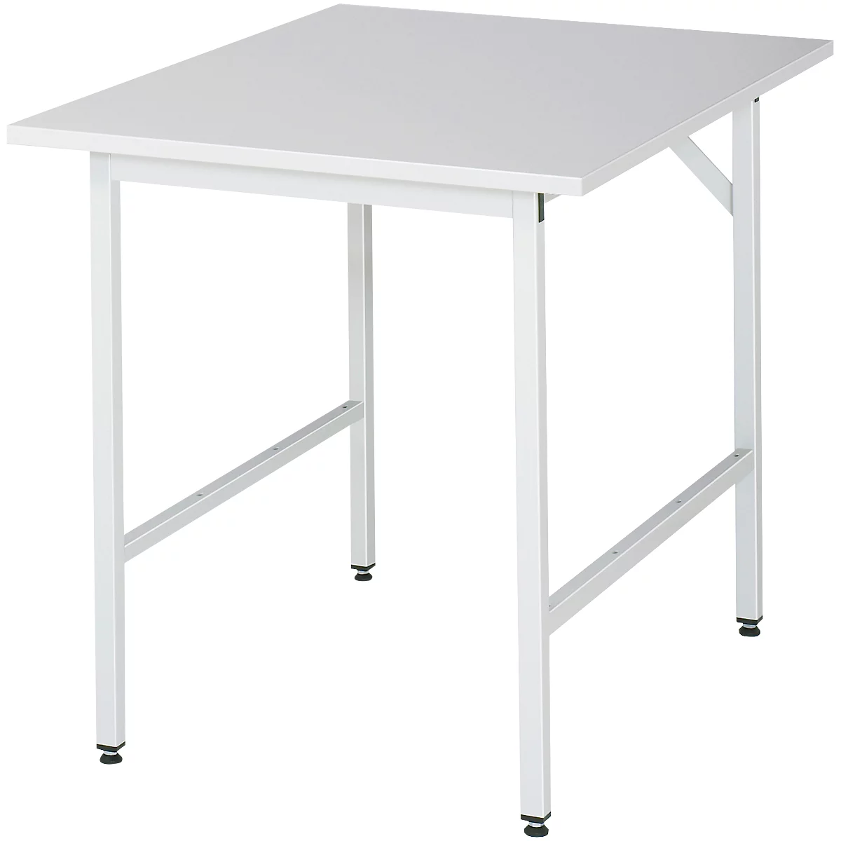 Rau ESD-werktafel Jerry, handmatig in hoogte verstelbaar, 28 mm spaanplaat met melamine coating, tot 300 kg, B 750 x D 1000 x H 800-850 mm, lichtgrijs