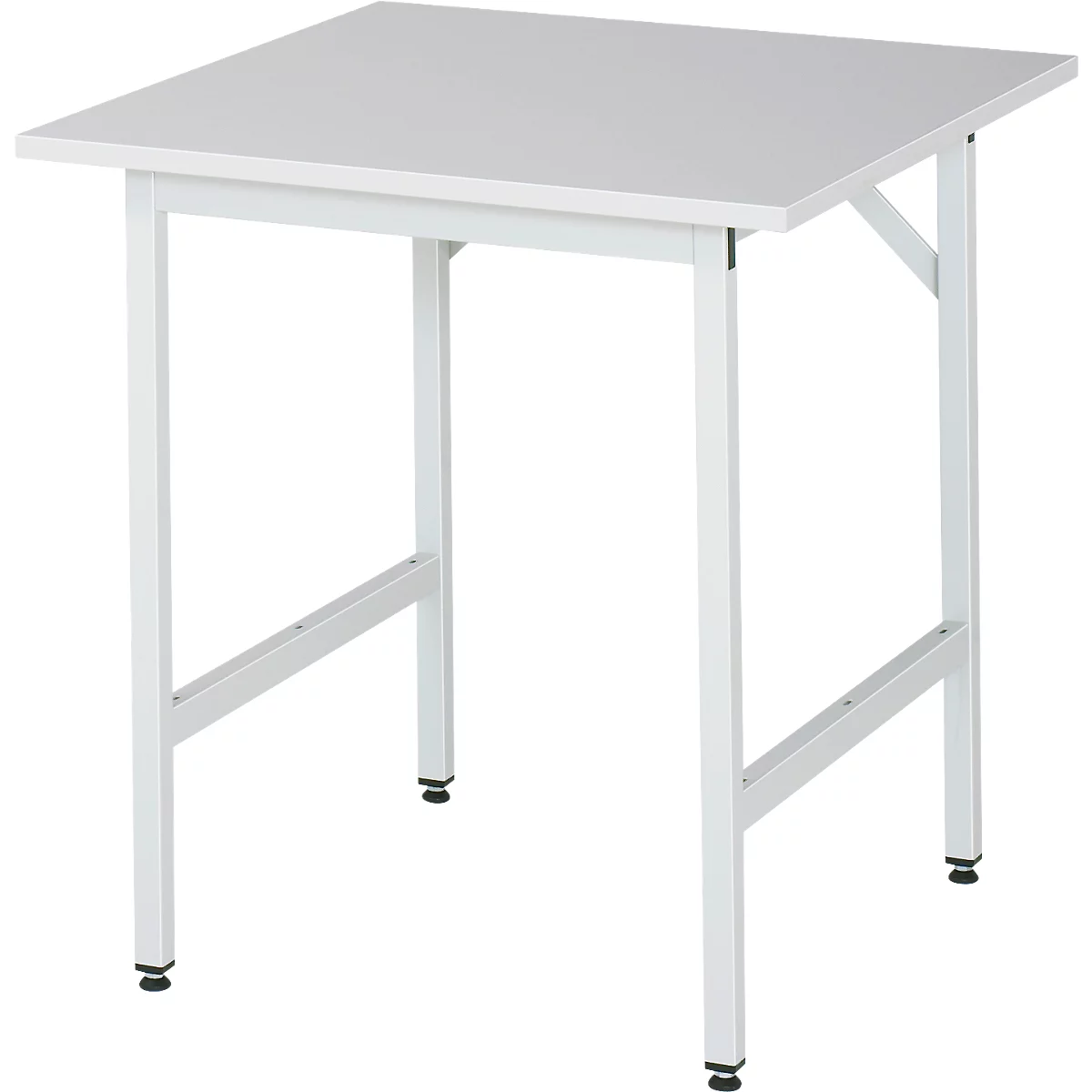 Rau ESD-werktafel Jerry, handmatig in hoogte verstelbaar, 28 mm spaanplaat met melamine coating, tot 300 kg, B 750 x D 800 x H 800-850 mm, lichtgrijs
