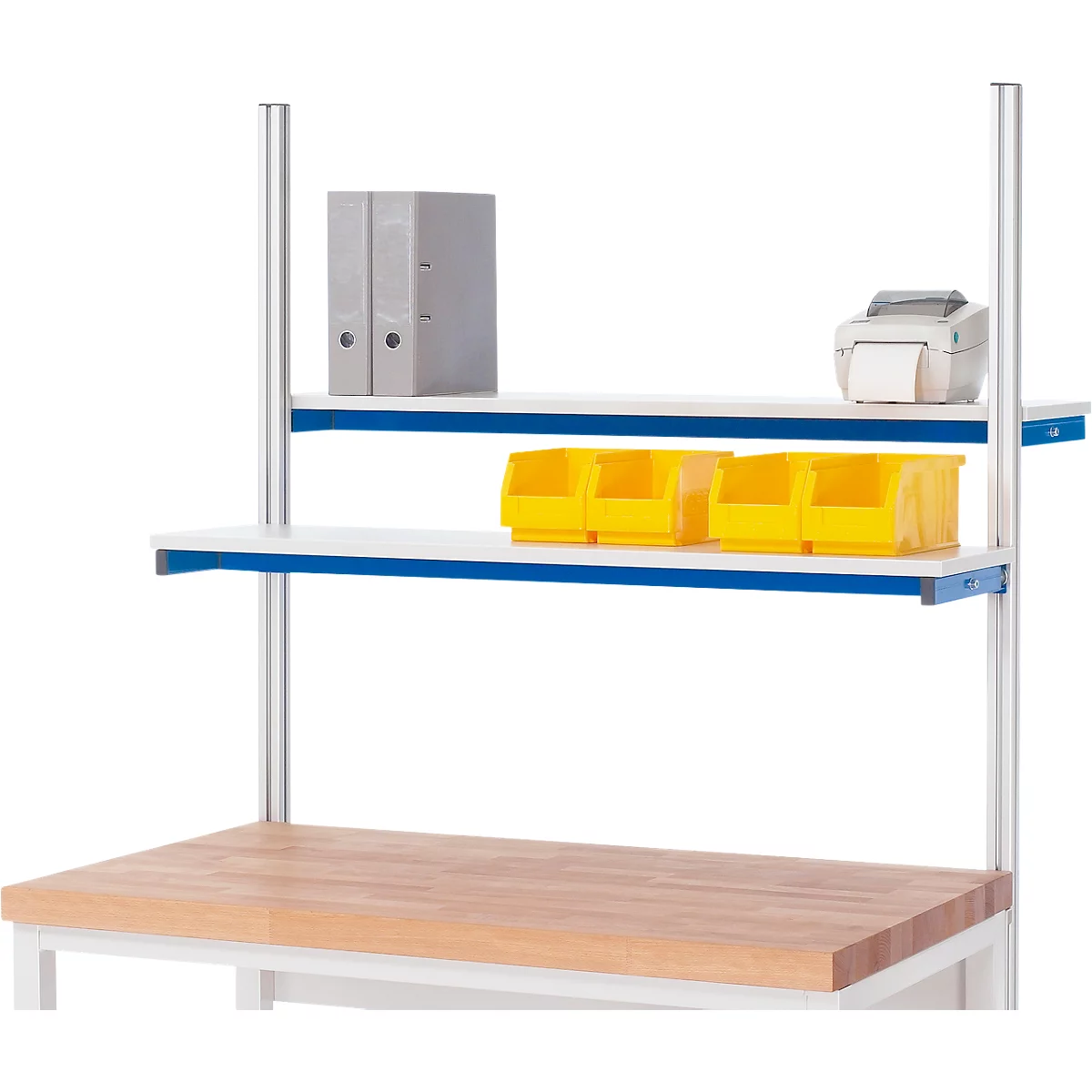 Rau Etagenbord für manuell höhenverstellbare Arbeitsplatzsysteme Serie E, melaminharzbeschichtet, B 1200 x T 310 x H 75 mm, lichtgrau, bis 30 kg