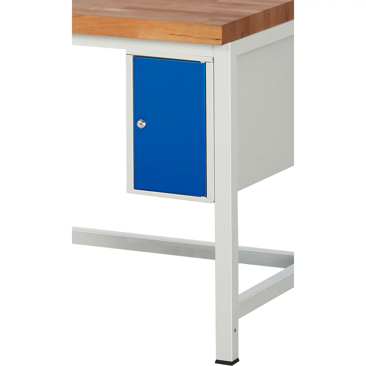 Rau gereedschapsbak voor in hoogte verstelbare werktafels Adlatus, afsluitbaar, B 245 x D 650 x H 360 mm, lichtgrijs/ gentiaanblauw