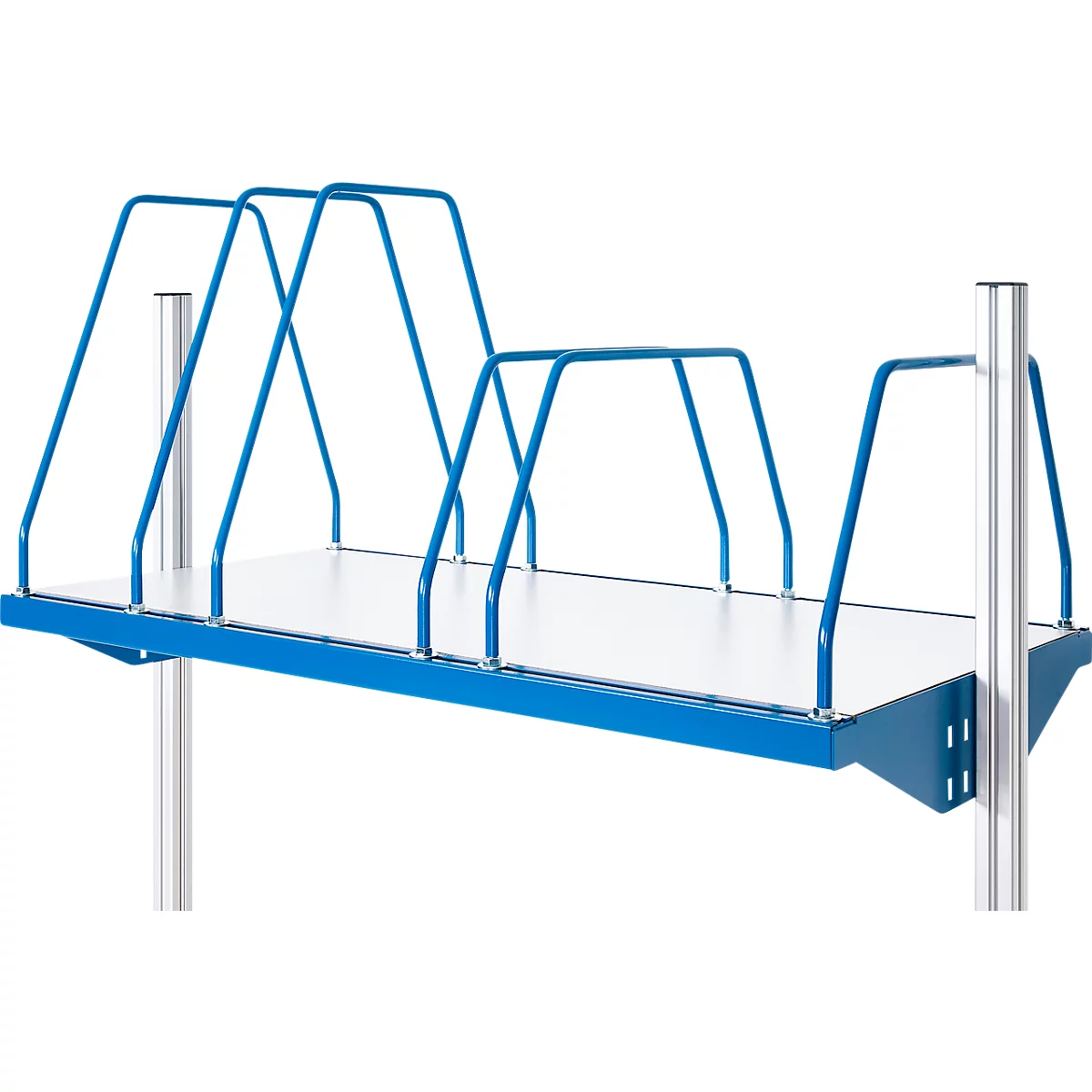 Rau kartonnen dozenmagazijn voor in hoogte verstelbare werkpleksystemen Series E, 4 insteekbeugels, B 1200 x D 600 x H 600 mm, lichtgrijs, tot 30 kg