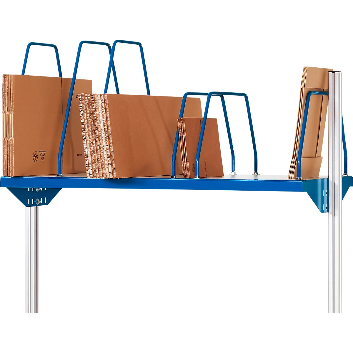 Rau kartonnen dozenmagazijn voor in hoogte verstelbare werkpleksystemen Series E, 6 insteekbeugels, B 1800 x D 600 x H 600 mm, lichtgrijs, tot 30 kg