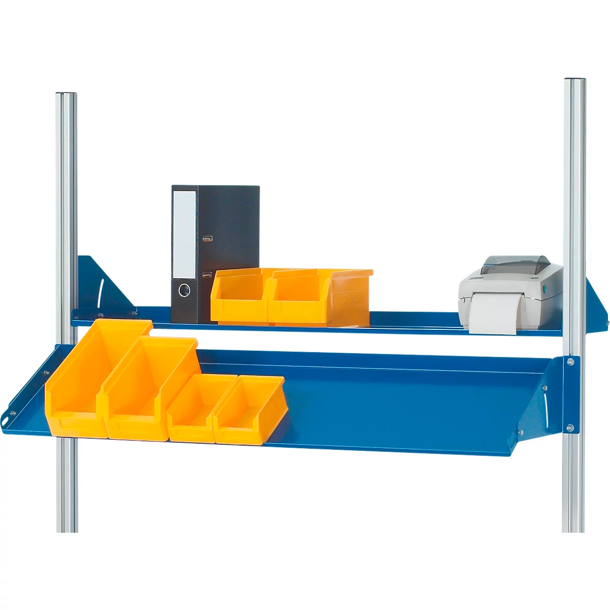 Rau metalen legbord voor in hoogte verstelbare werkpleksystemen Series E, helling verstelbaar, B 1200 x D 300 x H 160 mm, tot 30 kg