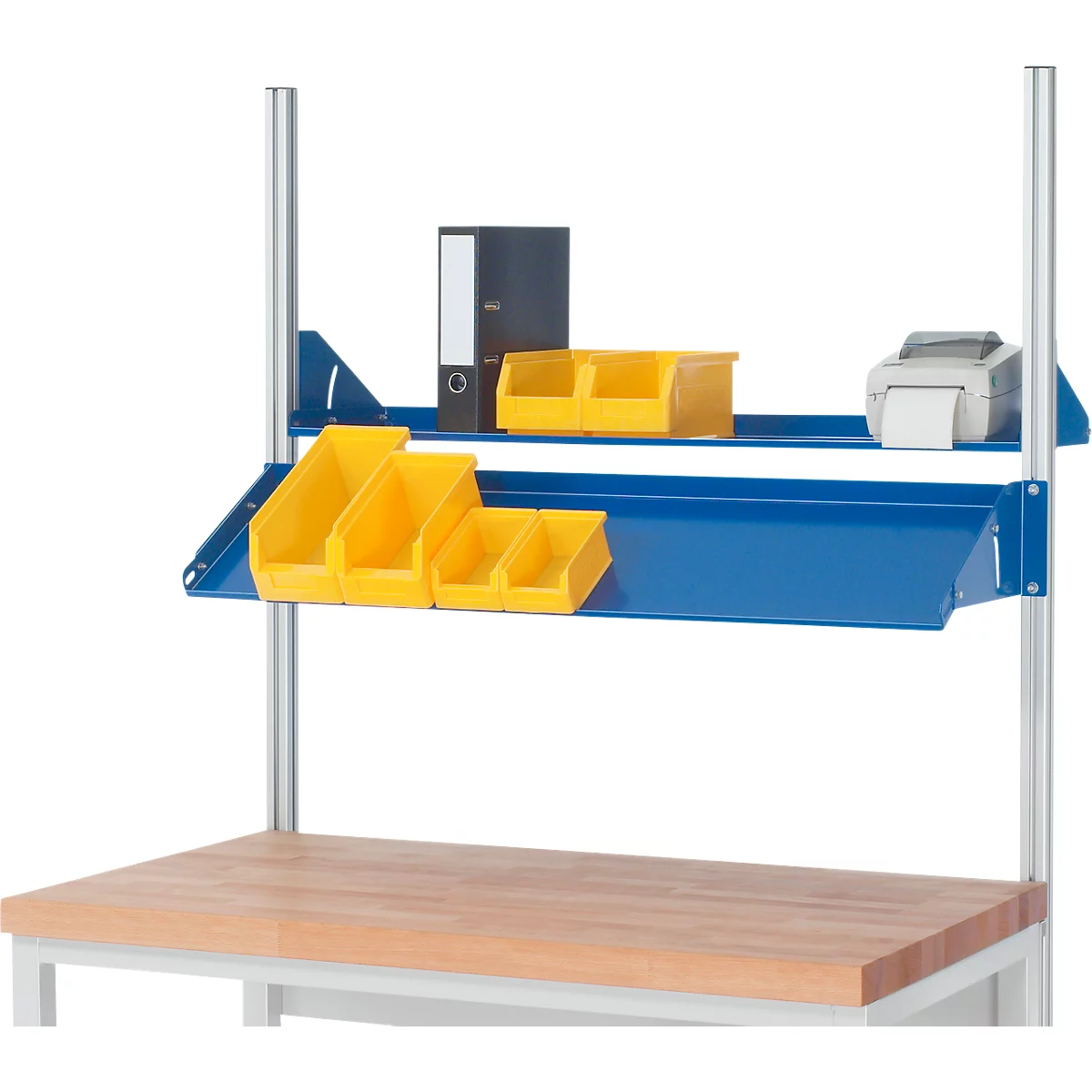 Rau metalen legbord voor in hoogte verstelbare werkpleksystemen Series E, helling verstelbaar, B 1200 x D 300 x H 160 mm, tot 30 kg