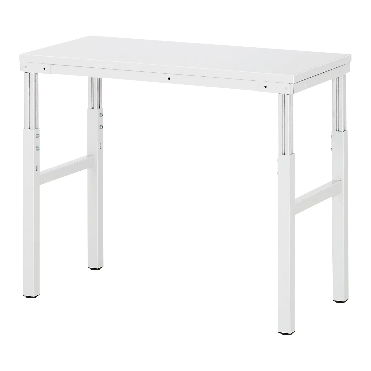Rau onderstel Serie E, handmatig in hoogte verstelbaar, 22 mm spaanplaat met melamine coating, tot 450 kg, B 1200 x D 500 x H 650-1000 mm, lichtgrijs