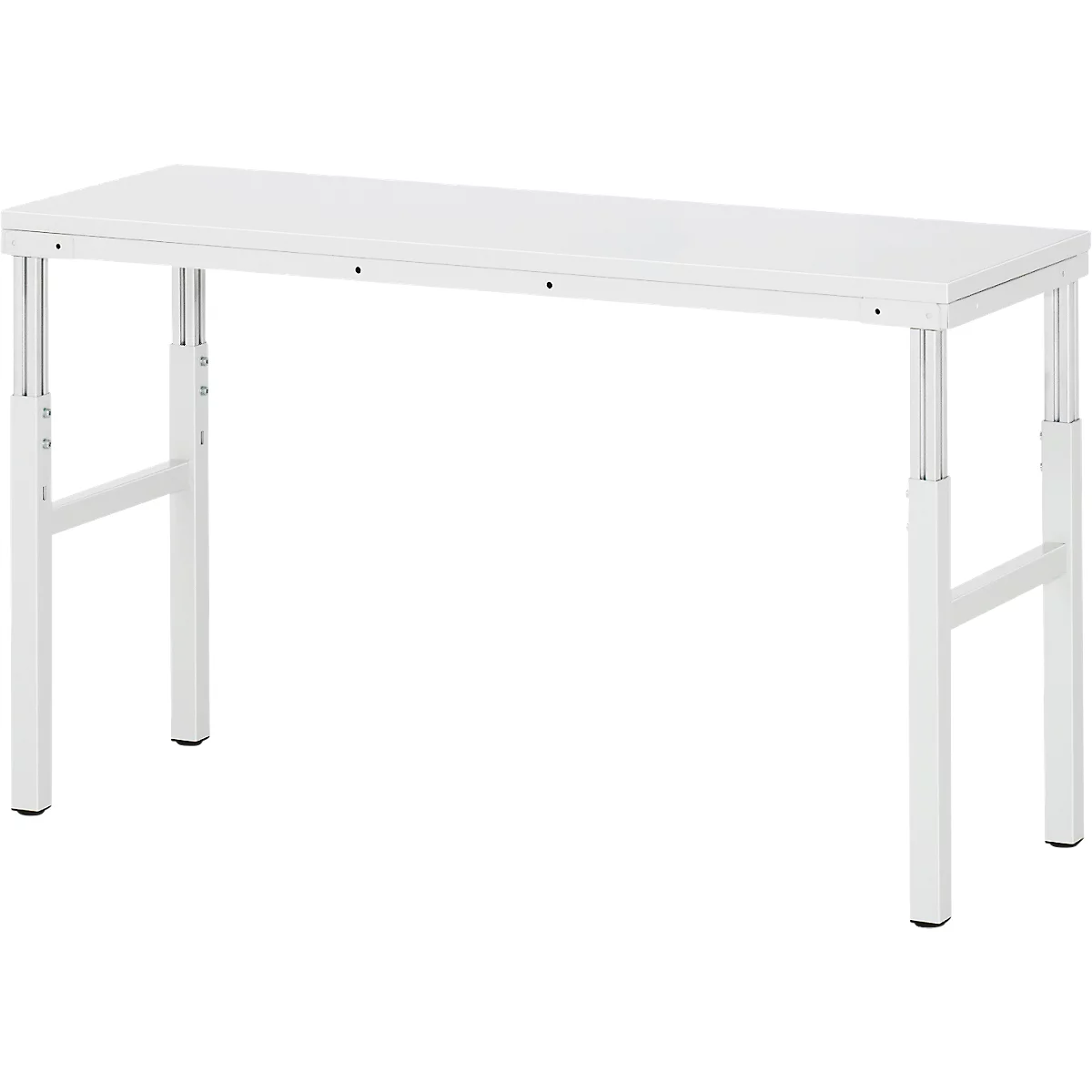 Rau onderstel Serie E, handmatig in hoogte verstelbaar, 22 mm spaanplaat met melamine coating, tot 450 kg, B 1500 x D 700 x H 650-1000 mm, lichtgrijs