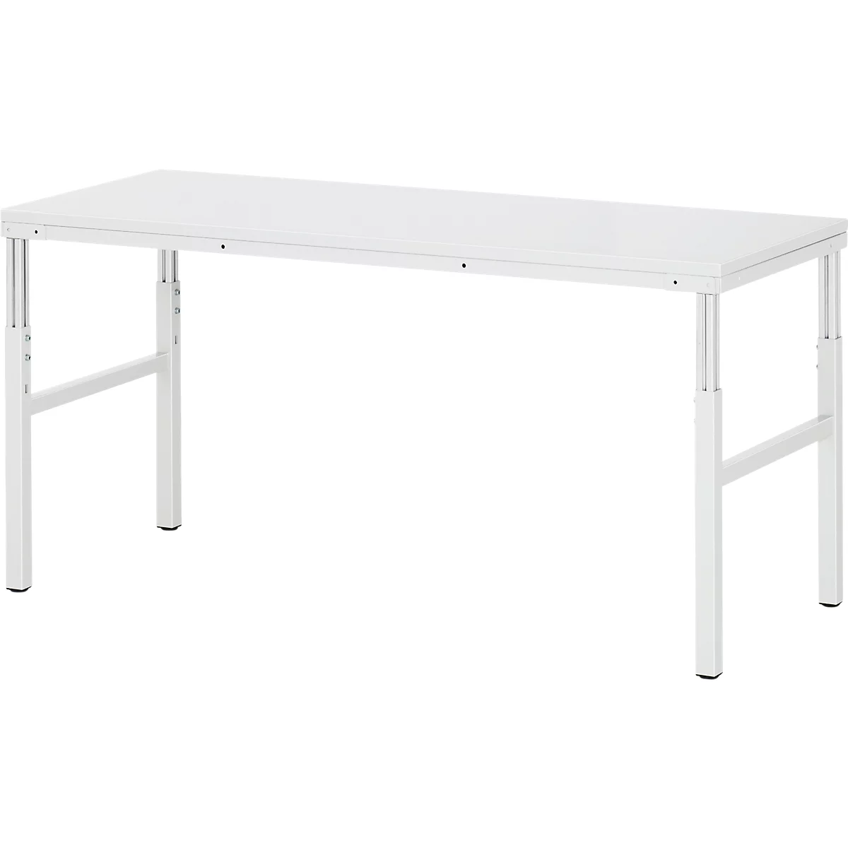 Rau onderstel Serie E, handmatig in hoogte verstelbaar, 22 mm spaanplaat met melamine coating, tot 450 kg, B 1800 x D 900 x H 650-1000 mm, lichtgrijs