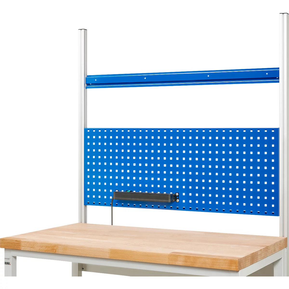 Rau stekkerdoos voor in hoogte verstelbare werkpleksystemen Series E, 5x contactdoos, verlichte aan/uit-schakelaar, 2m kabel