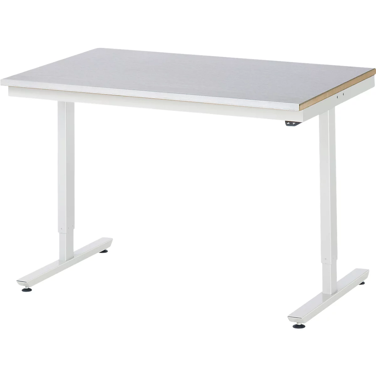 Rau werktafel Adlatus, elektrisch in hoogte verstelbaar, 25 mm MDF-plaat, plaatstalen bekleding, 150 kg, B 1250 x D 800 x H 720-1120 mm, zilver/grijs