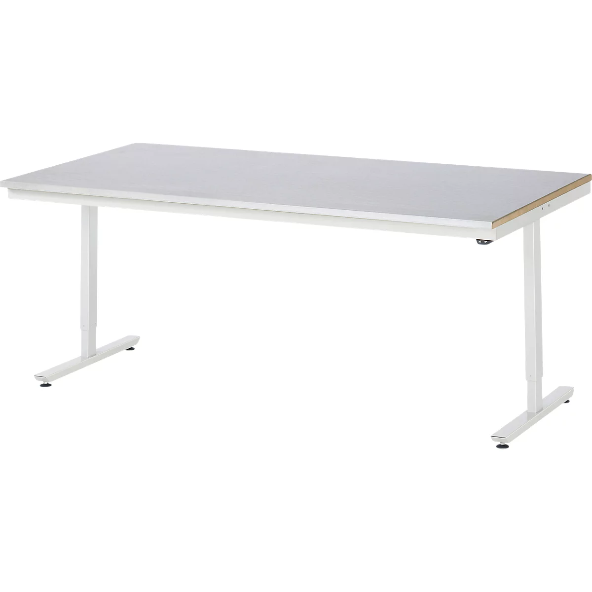 Rau werktafel Adlatus, elektrisch in hoogte verstelbaar, 25 mm MDF-plaat, plaatstalen bekleding, 150 kg, B 2000 x D 1000 x H 720-1120 mm, zilver/grijs