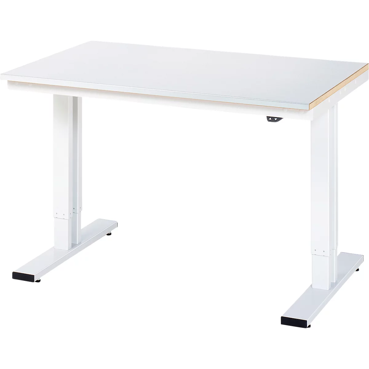 Rau werktafel Adlatus, elektrisch in hoogte verstelbaar, 25 mm spaanplaat, bekleding linoleum, tot 300 kg, B 2000 x D 800 x H 720-1120 mm, lichtgrijs/lichtgrijs