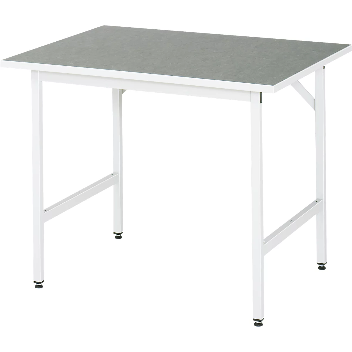 Rau werktafel Jerry, handmatig in hoogte verstelbaar, 25 mm spaanplaat met linoleum bekleding, tot 300 kg, B 1000 x D 800 x H 800-850 mm, lichtgrijs/lichtgrijs