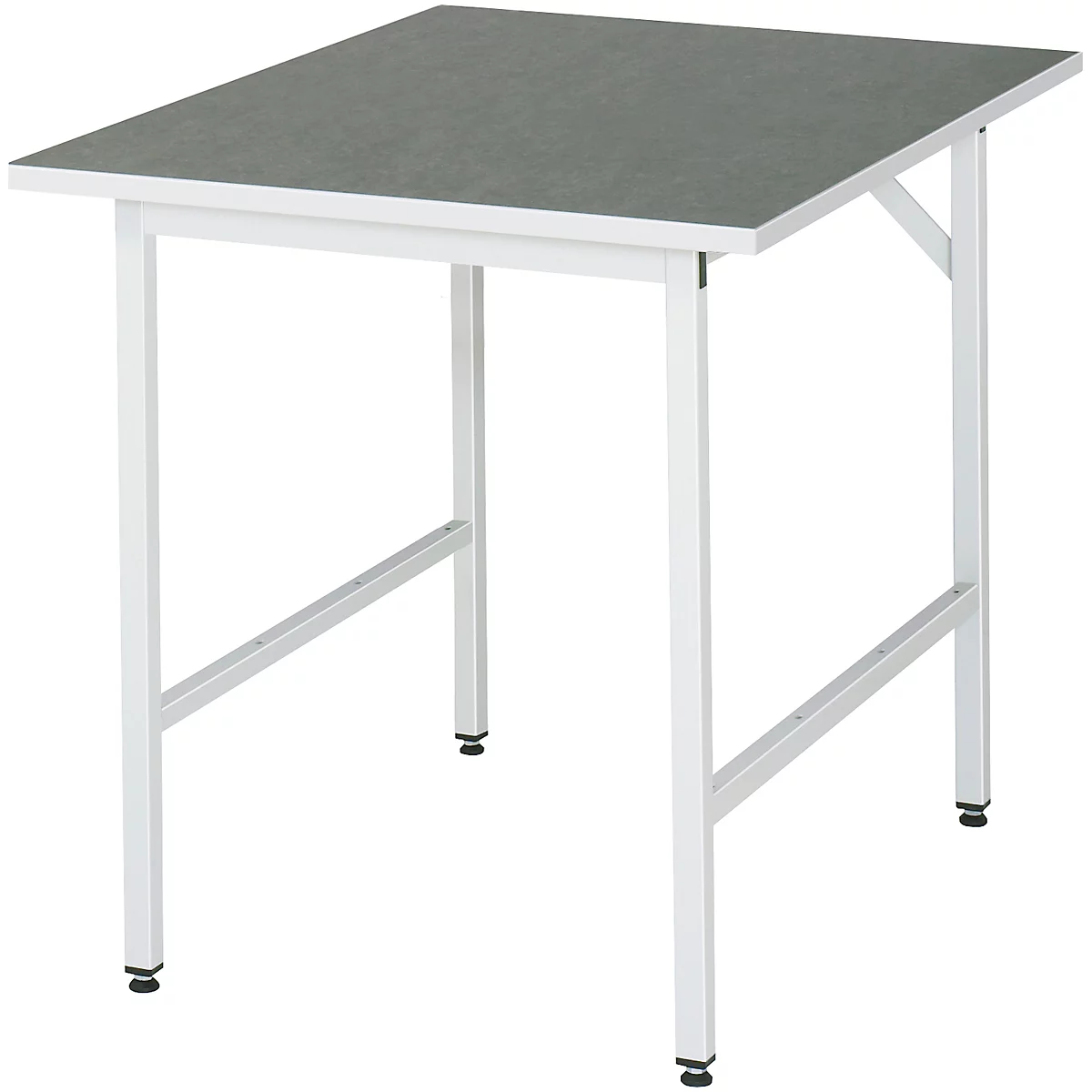 Rau werktafel Jerry, handmatig in hoogte verstelbaar, 25 mm spaanplaat met linoleum bekleding, tot 300 kg, B 750 x D 1000 x H 800-850 mm, lichtgrijs/lichtgrijs