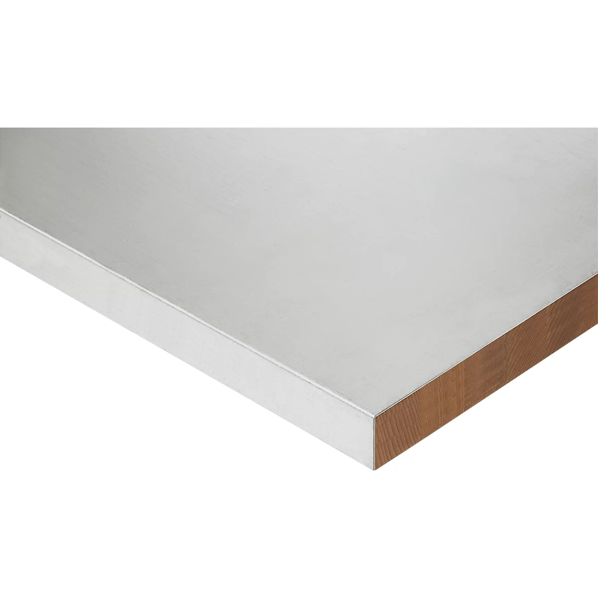 Rau werktafel Tom, handmatig in hoogte verstelbaar, 25 mm MDF blad met roestvrij stalen bekleding, tot 500 kg, B 2000 x D 800 x H 760-1080 mm, zilver/lichtgrijs