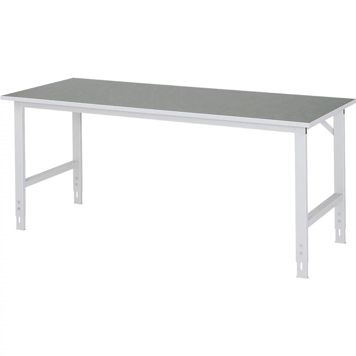 Rau werktafel Tom, handmatig in hoogte verstelbaar, 25 mm spaanplaat met linoleum bekleding, tot 500 kg, B 2000 x D 800 x H 760-1080 mm, lichtgrijs/lichtgrijs