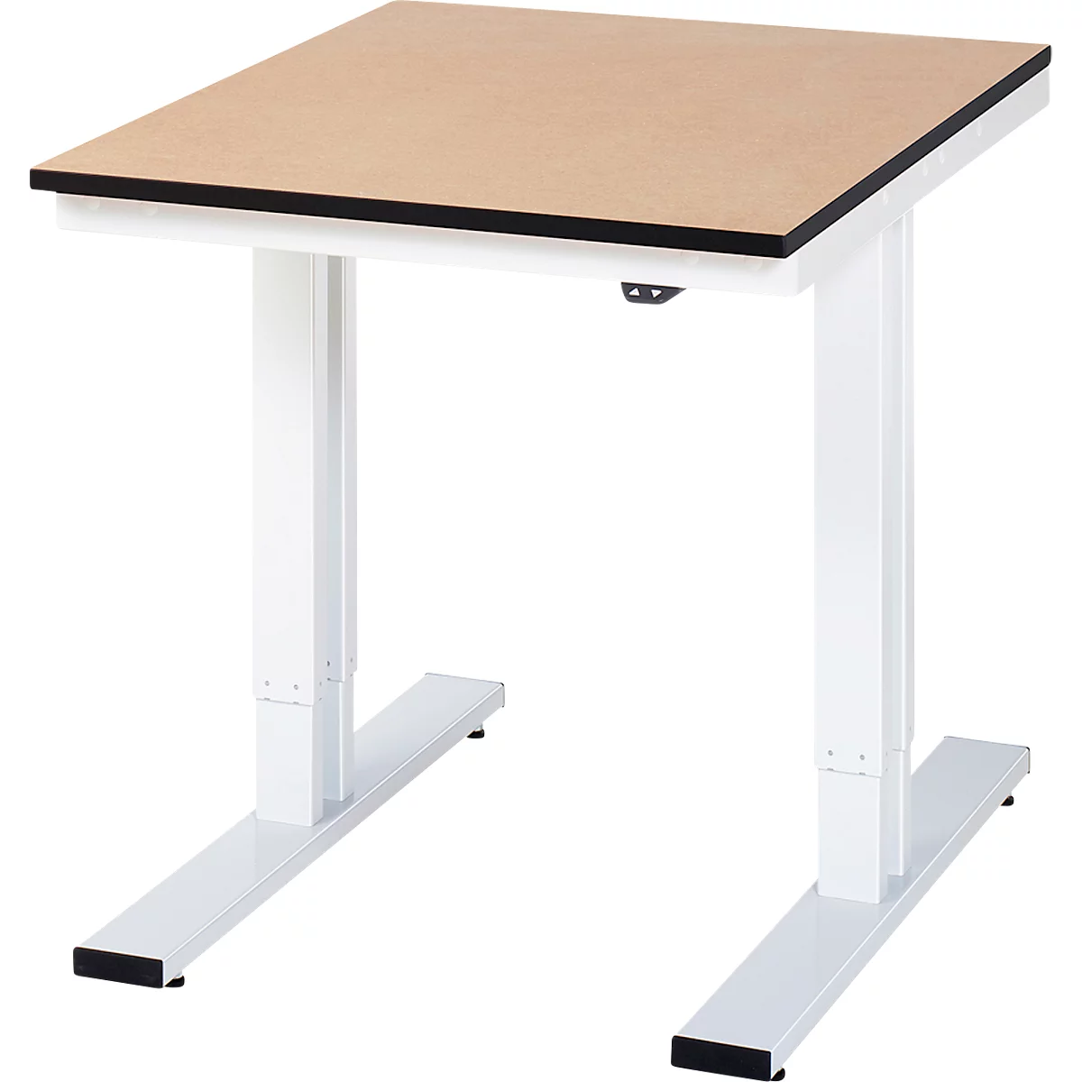 Rau Werktisch Adlatus, elektrisch höhenverstellbar, 22 mm MDF-Platte, bis 300 kg, B 750 x T 1000 x H 720-1120 mm, braun/lichtgrau