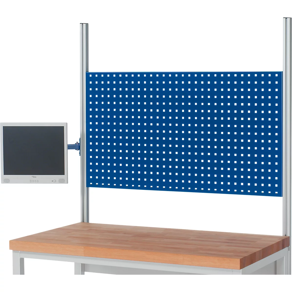 Rau zwenkarm voor in hoogte verstelbare werkpleksystemen Series E, met flatscreenhouder, VESA MIS-D 75/100, B 40 x D 45 x H 400 mm, tot 15 kg