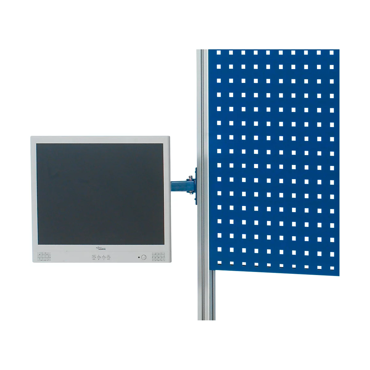Rau zwenkarm voor in hoogte verstelbare werkpleksystemen Series E, met flatscreenhouder, VESA MIS-D 75/100, B 40 x D 45 x H 400 mm, tot 15 kg