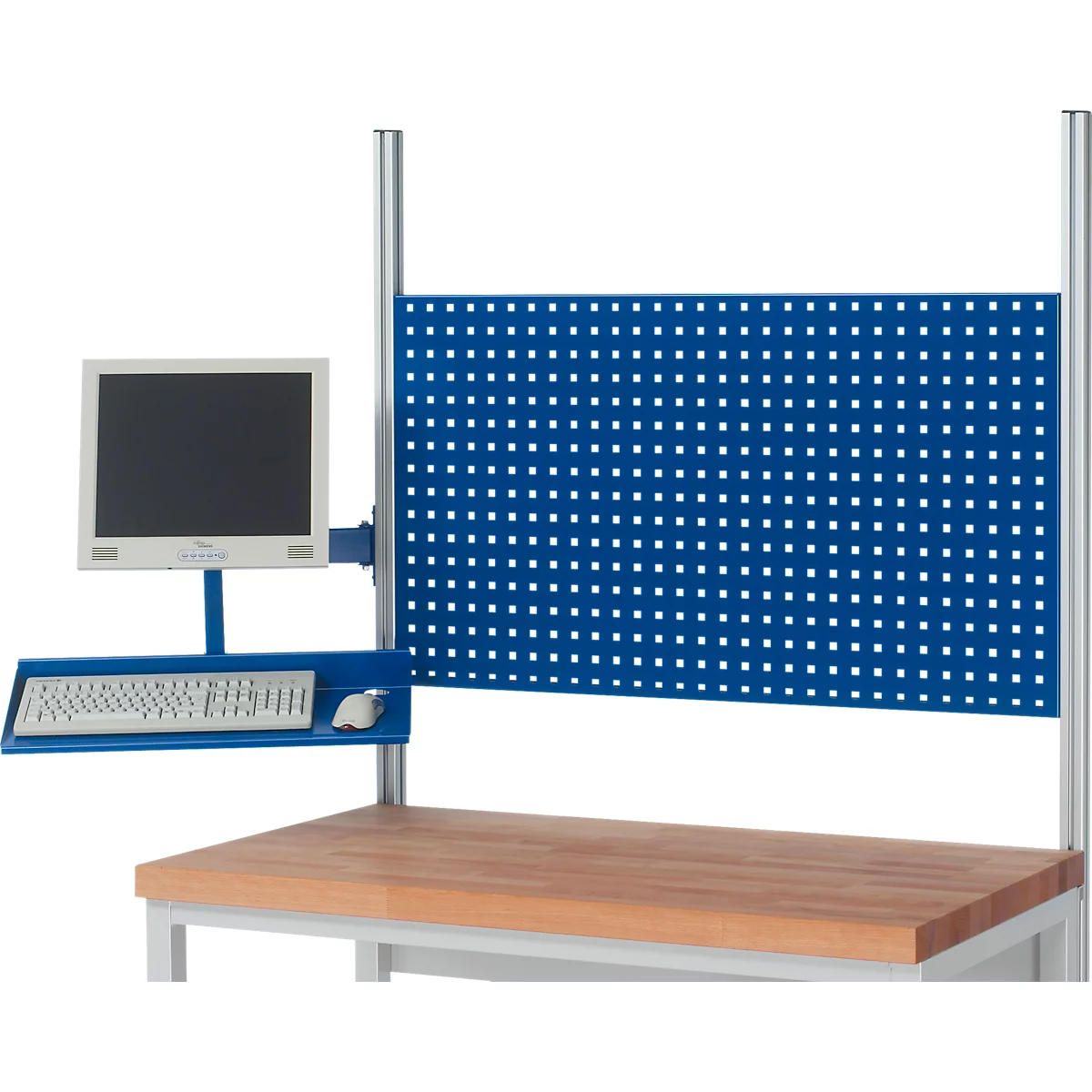 Rau zwenkarm voor werkpleksystemen Series E, met flatscreenhouder, toetsenbord- en muissteun, B 645 x D 330 x H 440 mm, tot 15 kg