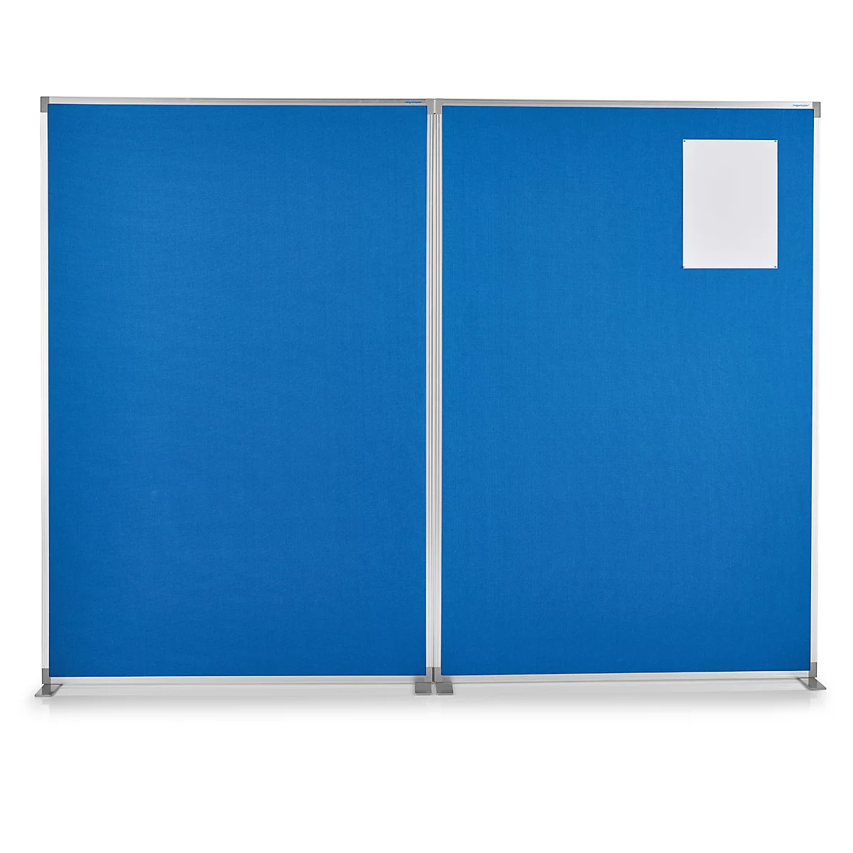 Raumteiler magnetoplan, Textil doppelseitig/Metall, T-Tuss, B 1250 x T 350 x H 1800 mm, taubenblau